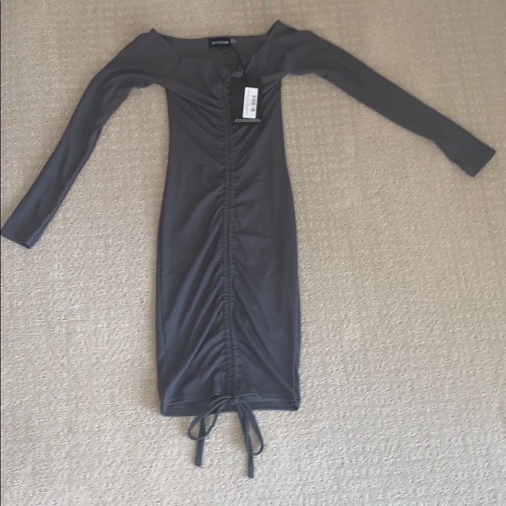 Long sleeved Bardot bodycon dress